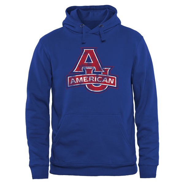 Men NCAA American Eagles Classic Primary Pullover Hoodie Royal Blue